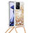 Silicone Candy Rubber TPU Bling-Bling Soft Case Cover with Lanyard Strap S03 for Xiaomi Mi 11T Pro 5G Gold