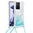 Silicone Candy Rubber TPU Bling-Bling Soft Case Cover with Lanyard Strap S03 for Xiaomi Mi 11T Pro 5G Sky Blue