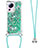 Silicone Candy Rubber TPU Bling-Bling Soft Case Cover with Lanyard Strap S03 for Xiaomi Mi 13 Lite 5G Green