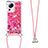 Silicone Candy Rubber TPU Bling-Bling Soft Case Cover with Lanyard Strap S03 for Xiaomi Mi 13 Lite 5G Red