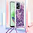 Silicone Candy Rubber TPU Bling-Bling Soft Case Cover with Lanyard Strap S03 for Xiaomi Poco X5 5G Purple