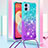 Silicone Candy Rubber TPU Bling-Bling Soft Case Cover with Lanyard Strap YB1 for Samsung Galaxy A04E Sky Blue