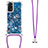 Silicone Candy Rubber TPU Bling-Bling Soft Case Cover with Lanyard Strap YB1 for Xiaomi Redmi Note 11 4G (2022) Blue