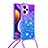 Silicone Candy Rubber TPU Bling-Bling Soft Case Cover with Lanyard Strap YB1 for Xiaomi Redmi Note 12 Turbo 5G Purple