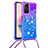 Silicone Candy Rubber TPU Bling-Bling Soft Case Cover with Lanyard Strap YB1 for Xiaomi Redmi Note 12S Purple