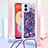 Silicone Candy Rubber TPU Bling-Bling Soft Case Cover with Lanyard Strap YB2 for Samsung Galaxy A04 4G Purple