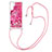 Silicone Candy Rubber TPU Bling-Bling Soft Case Cover with Lanyard Strap YB2 for Samsung Galaxy A34 5G Hot Pink