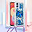 Silicone Candy Rubber TPU Bling-Bling Soft Case Cover with Lanyard Strap YB2 for Samsung Galaxy F04