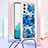 Silicone Candy Rubber TPU Bling-Bling Soft Case Cover with Lanyard Strap YB2 for Samsung Galaxy Quantum4 5G Blue