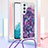 Silicone Candy Rubber TPU Bling-Bling Soft Case Cover with Lanyard Strap YB2 for Samsung Galaxy Quantum4 5G Purple