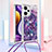 Silicone Candy Rubber TPU Bling-Bling Soft Case Cover with Lanyard Strap YB2 for Xiaomi Poco F5 5G Purple