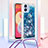 Silicone Candy Rubber TPU Bling-Bling Soft Case Cover with Lanyard Strap YB3 for Samsung Galaxy A04 4G Blue