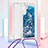 Silicone Candy Rubber TPU Bling-Bling Soft Case Cover with Lanyard Strap YB3 for Samsung Galaxy A34 5G Blue