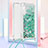 Silicone Candy Rubber TPU Bling-Bling Soft Case Cover with Lanyard Strap YB3 for Samsung Galaxy A34 5G Green