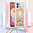 Silicone Candy Rubber TPU Bling-Bling Soft Case Cover with Lanyard Strap YB3 for Samsung Galaxy M04