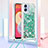 Silicone Candy Rubber TPU Bling-Bling Soft Case Cover with Lanyard Strap YB3 for Samsung Galaxy M04 Green