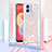 Silicone Candy Rubber TPU Bling-Bling Soft Case Cover with Lanyard Strap YB3 for Samsung Galaxy M04 Pink