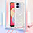Silicone Candy Rubber TPU Bling-Bling Soft Case Cover with Lanyard Strap YB3 for Samsung Galaxy M04 Silver