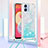 Silicone Candy Rubber TPU Bling-Bling Soft Case Cover with Lanyard Strap YB3 for Samsung Galaxy M04 Sky Blue