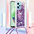 Silicone Candy Rubber TPU Bling-Bling Soft Case Cover with Lanyard Strap YB3 for Xiaomi Poco X5 5G Purple