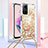 Silicone Candy Rubber TPU Bling-Bling Soft Case Cover with Lanyard Strap YB3 for Xiaomi Redmi Note 12S Gold