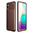 Silicone Candy Rubber TPU Twill Soft Case Cover for Samsung Galaxy A02 Brown