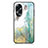 Silicone Frame Fashionable Pattern Mirror Case Cover for Oppo A58 4G Green