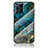 Silicone Frame Fashionable Pattern Mirror Case Cover for Oppo Find X3 Pro 5G Blue