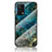 Silicone Frame Fashionable Pattern Mirror Case Cover for Oppo K9 5G Blue