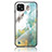 Silicone Frame Fashionable Pattern Mirror Case Cover for Realme C21 Blue