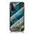 Silicone Frame Fashionable Pattern Mirror Case Cover for Samsung Galaxy A72 4G Blue