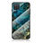 Silicone Frame Fashionable Pattern Mirror Case Cover for Samsung Galaxy F12 Blue