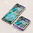 Silicone Frame Fashionable Pattern Mirror Case Cover for Samsung Galaxy Z Flip 5G Cyan