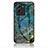 Silicone Frame Fashionable Pattern Mirror Case Cover for Vivo V25 Pro 5G Blue