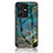 Silicone Frame Fashionable Pattern Mirror Case Cover for Vivo Y22 Blue