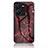 Silicone Frame Fashionable Pattern Mirror Case Cover for Vivo Y35 4G Red