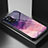 Silicone Frame Fashionable Pattern Mirror Case Cover LS1 for Oppo A54 5G Purple