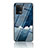 Silicone Frame Fashionable Pattern Mirror Case Cover LS4 for Oppo Reno5 F Blue