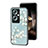 Silicone Frame Flowers Mirror Case Cover for Oppo A2 5G Cyan