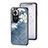 Silicone Frame Flowers Mirror Case Cover for Oppo Reno11 5G Blue