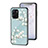 Silicone Frame Flowers Mirror Case Cover for Realme 9i 5G Cyan