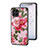 Silicone Frame Flowers Mirror Case Cover for Samsung Galaxy M53 5G Red