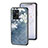 Silicone Frame Flowers Mirror Case Cover for Vivo iQOO Z6x Blue
