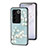 Silicone Frame Flowers Mirror Case Cover for Vivo V27 5G Cyan