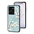 Silicone Frame Flowers Mirror Case Cover for Vivo Y35 4G Cyan