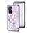 Silicone Frame Flowers Mirror Case Cover S01 for OnePlus 9 5G Clove Purple