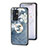 Silicone Frame Flowers Mirror Case Cover S01 for OnePlus 9 Pro 5G Blue