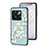 Silicone Frame Flowers Mirror Case Cover S01 for OnePlus Ace Pro 5G Cyan