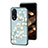 Silicone Frame Flowers Mirror Case Cover S01 for Oppo A18 Cyan