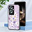 Silicone Frame Flowers Mirror Case Cover S01 for Oppo A2 5G Clove Purple